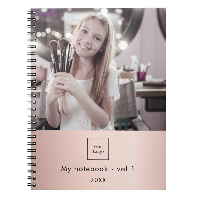 Business photo logo rose gold makeup artist notebook (Front)