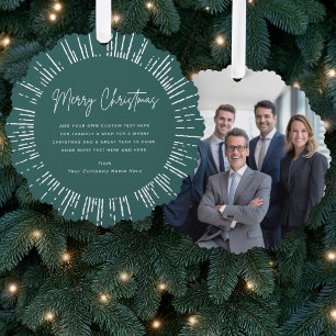 Business photo pine green Merry Christmas sunbust Tree Decoration Card