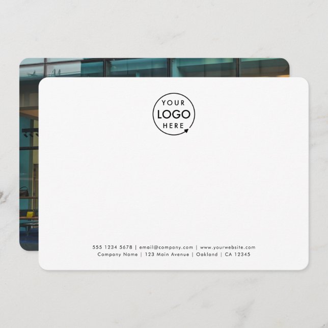 Business Photo Professional Logo White Minimalist Card (Front/Back)
