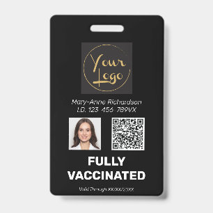 Business Photo QR Code Vaccination ID Badge