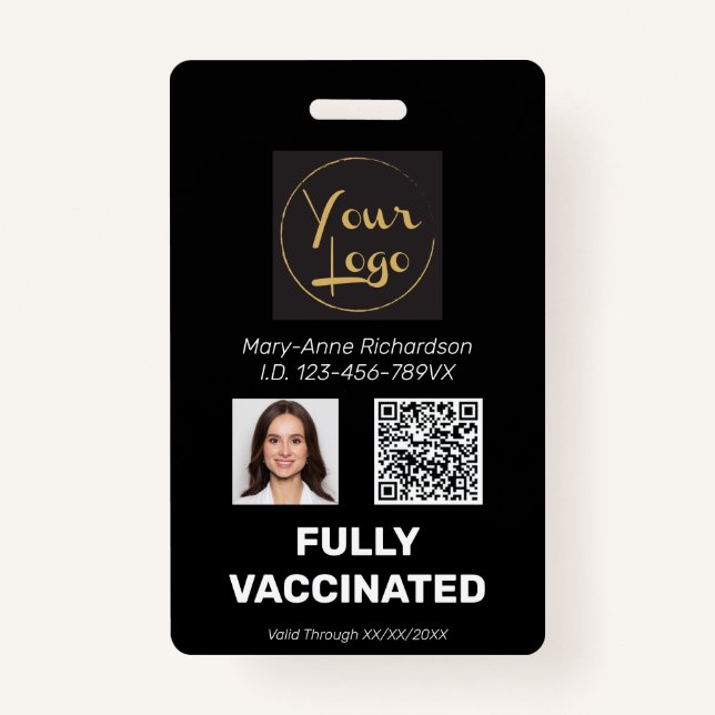 Business Photo QR Code Vaccination ID ID Badge (Front)