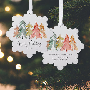 Business Pine Trees Happy Holidays Christmas Tree Decoration Card