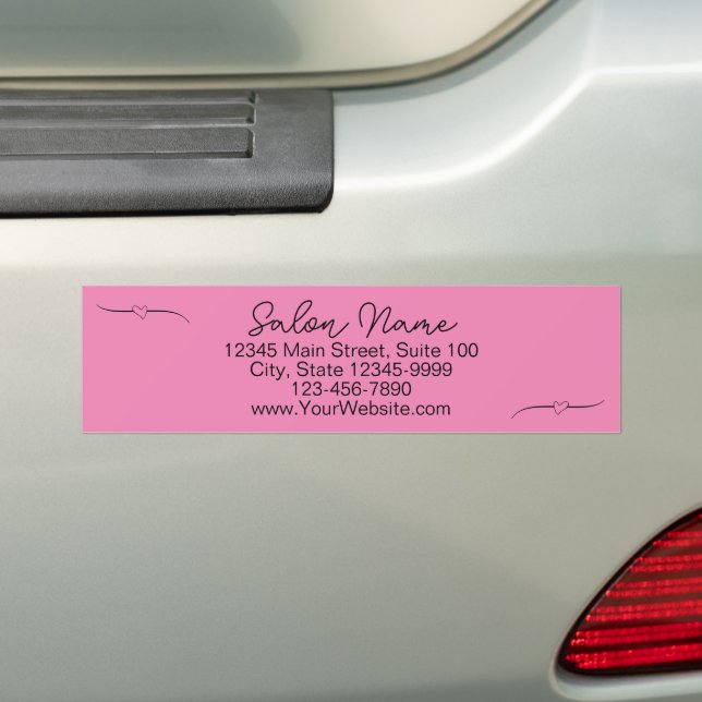 Business Pink & Black Name Handwritten Script Bumper Sticker (On Car)