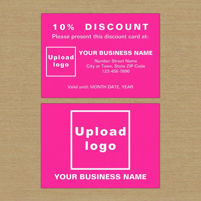Business Pink Discount Card (Front and back sides of pink discount card for your business. Attract more customers or clients.)
