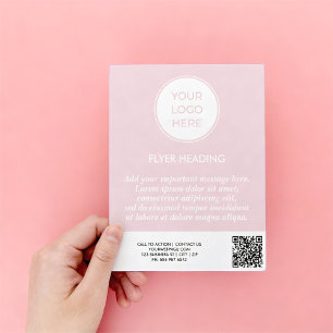 Business Pink Logo QR Code Template Flyer