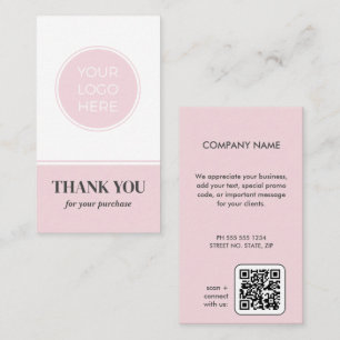 Business Pink Logo Thank You Card