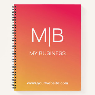 Business Pink Orange Gradient Monogram Notebook