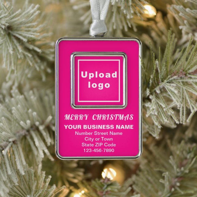 Business Pink Portrait Rectangle Framed Silver Plated Framed Ornament (Tree)