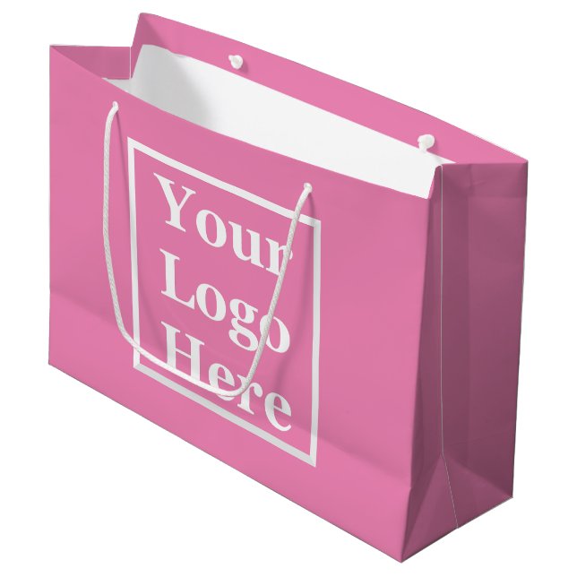 Business Pink Your Logo Here Template Large Gift Bag (Front Angled)