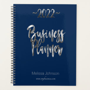 Business Planner 2022 Blue and Grey Script Modern
