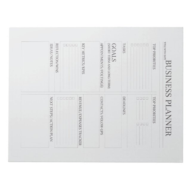 Business Planner Notepad | Productivity & Goal Set (Front)