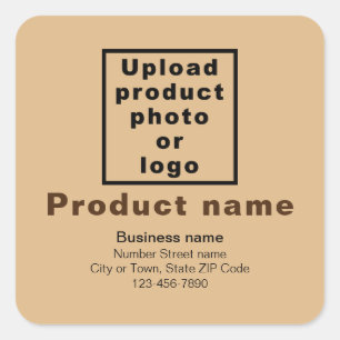 Business Product Minimal Information, Light Brown Square Sticker
