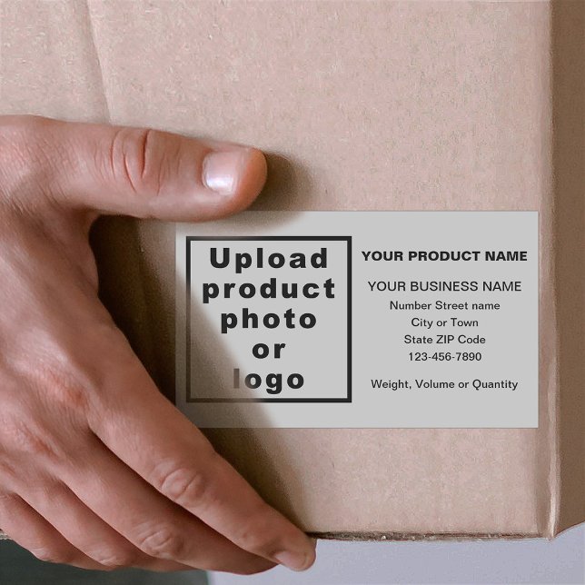 Business Product Minimal Information on Grey Rectangular Sticker (Gray rectangle business product sticker)