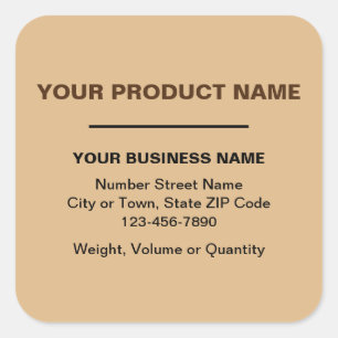 Business Product Minimal Plain Texts, Light Brown Square Sticker