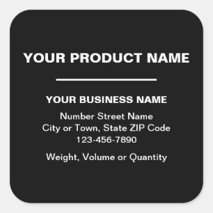 Business Product Minimal Plain Texts on Black Square Sticker