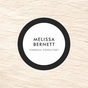 Business Product Minimalist Luxury Black White Classic Round Sticker