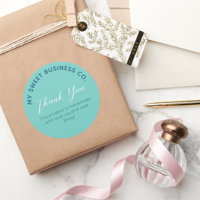 Business Product Teal Round Sticker (Gifting)