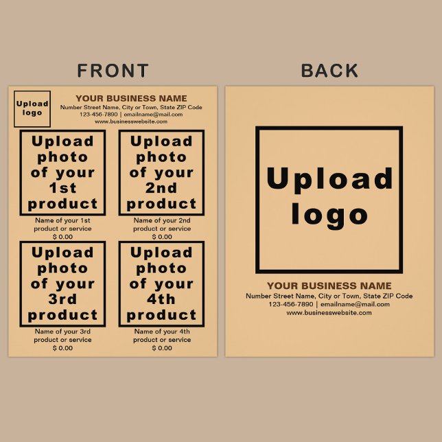 Business Products or Services on Light Brown Flyer (Advertise your products. The products or services of your business on light brown flyer.)
