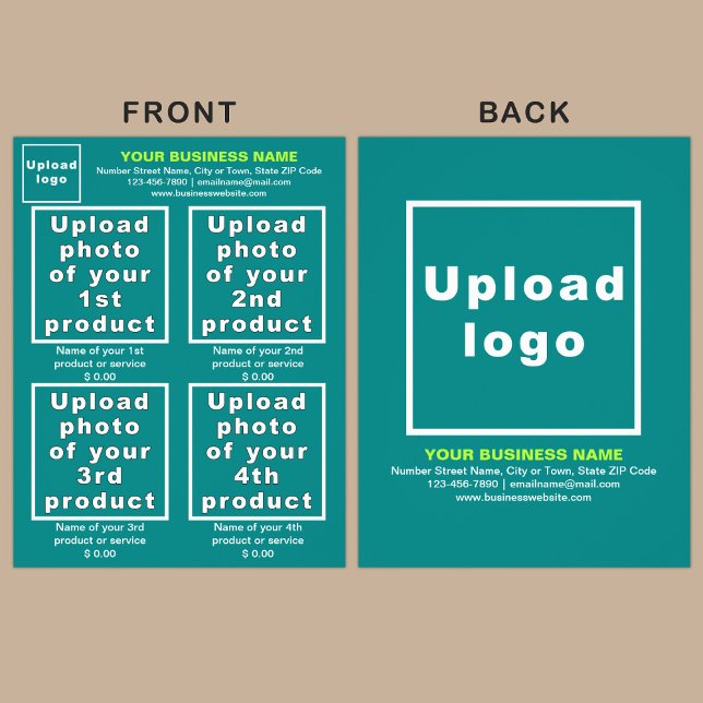 Business Products or Services on Teal Green Flyer (Advertise your products. The products or services of your business on teal green flyer.)
