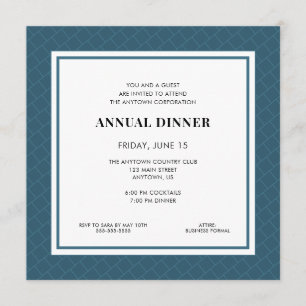 Business Professional Dinner Blue Geometric Invitation