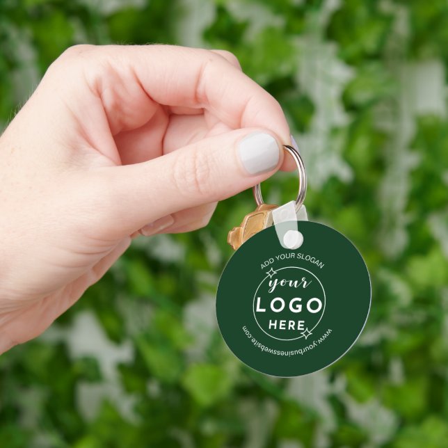 Business Professional Logo Minimalist Green Key Ring (Hand)