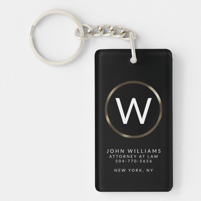 Business Professional Minimalist Monogram Keychain (Front)