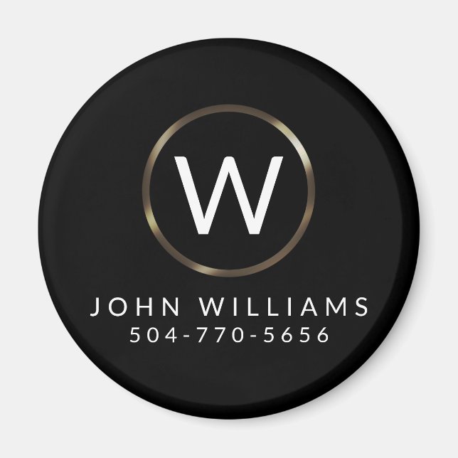 Business Professional Minimalist Monogram Magnet (Front)