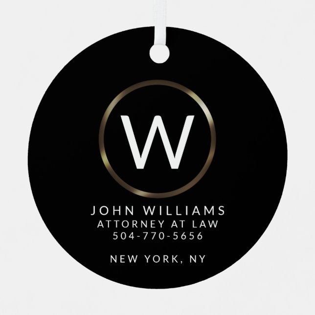 Business Professional Minimalist Monogram Ornament (Front)