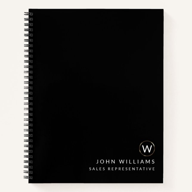 Business Professional Modern Minimalist Monogram Notebook (Front)