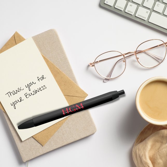 Business Professional Monogram Logo Black Red Ink Pen (Creator Uploaded)