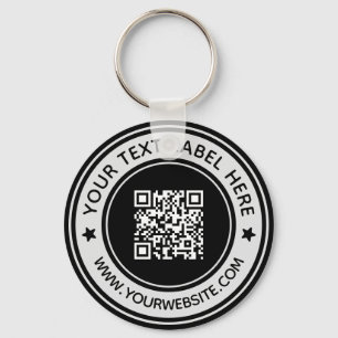 Business Professional Scan Me QR Code Modern Black Key Ring