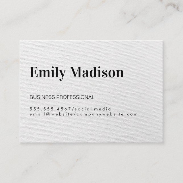 Business Professional / White Simple Texture Print Card (Front)