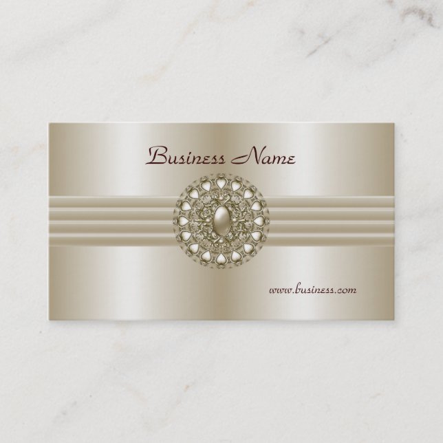Business Profile Card Elegant Pearl Gem 2 (Front)