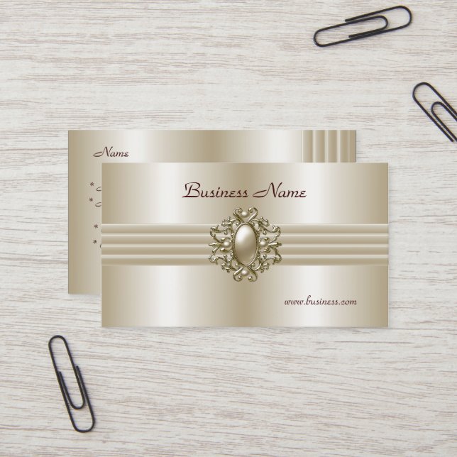 Business Profile Card Elegant Pearl Image (Front/Back In Situ)