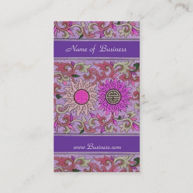 Business Profile Card Vintage Pink Purple Floral (Front)