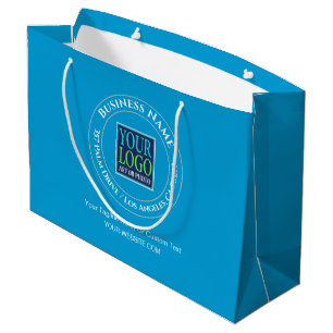 Business Promo, Circle Design, Logo, Address, Blue Large Gift Bag