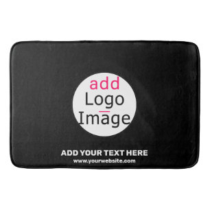 Business Promo Customisable Add Your Logo Black Bath Mat