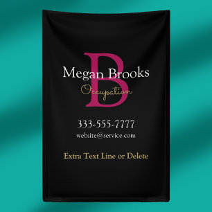 Business Promo, Name, Monogram & Title on Black Banner