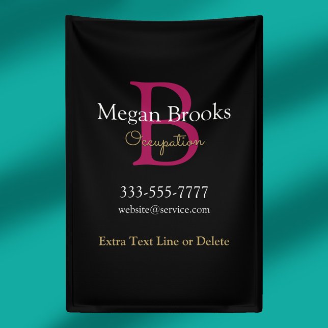 Business Promo, Name, Monogram & Title on Black Banner (Creator Uploaded)