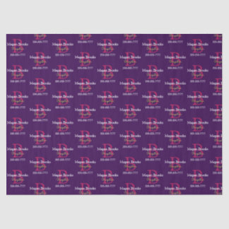 Business Promo, Name, Monogram & Title on Purple Tissue Paper