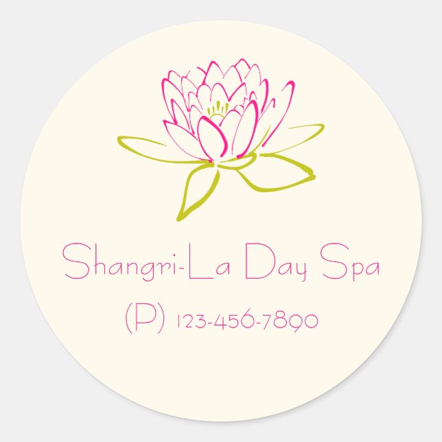 Business Promotion -  Lotus Flower / Water Lily Classic Round Sticker (Front)