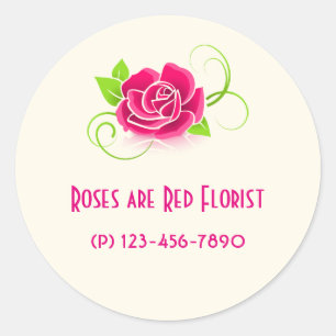 Business Promotion -  Pink Rose Classic Round Sticker