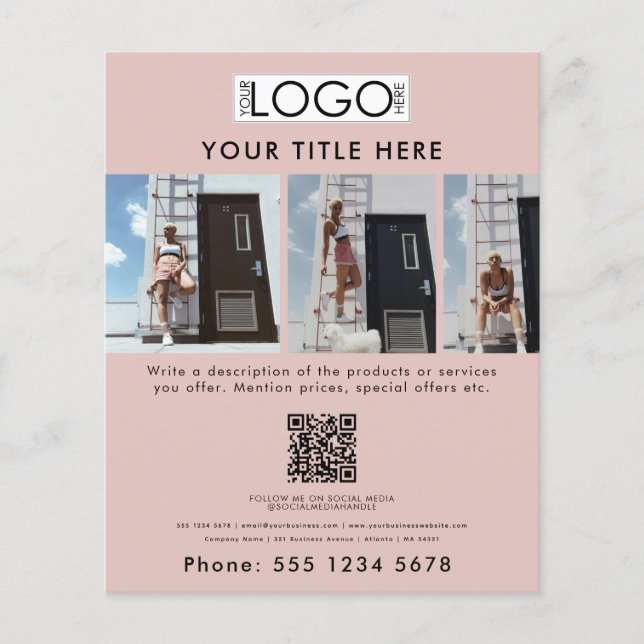 Business Promotional Beauty Fashion Model Pink Flyer (Front)