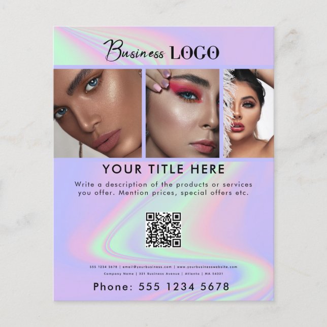 Business Promotional Beauty Hair Salon Holographic Flyer (Front)