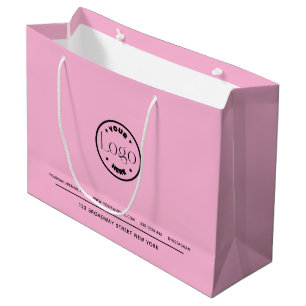 Business Promotional   Custom Logo Pink Backgound Large Gift Bag