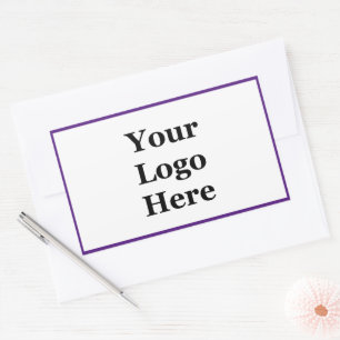 Business Purple and White Your Logo Here Template Rectangular Sticker