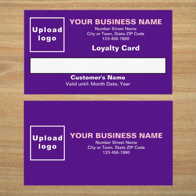 Business Purple Flat Loyalty Card (Front and back sides of purple loyalty card. Loyalty card for your loyal customers.)