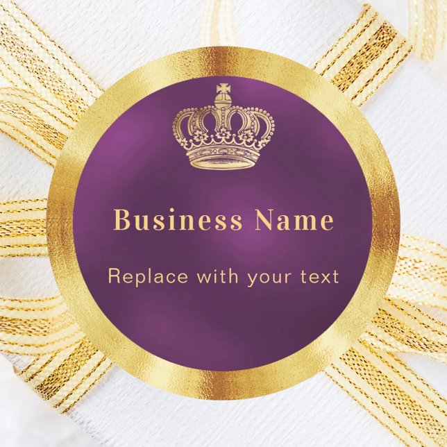 Business purple gold royal crown classic round sticker (Creator Uploaded)