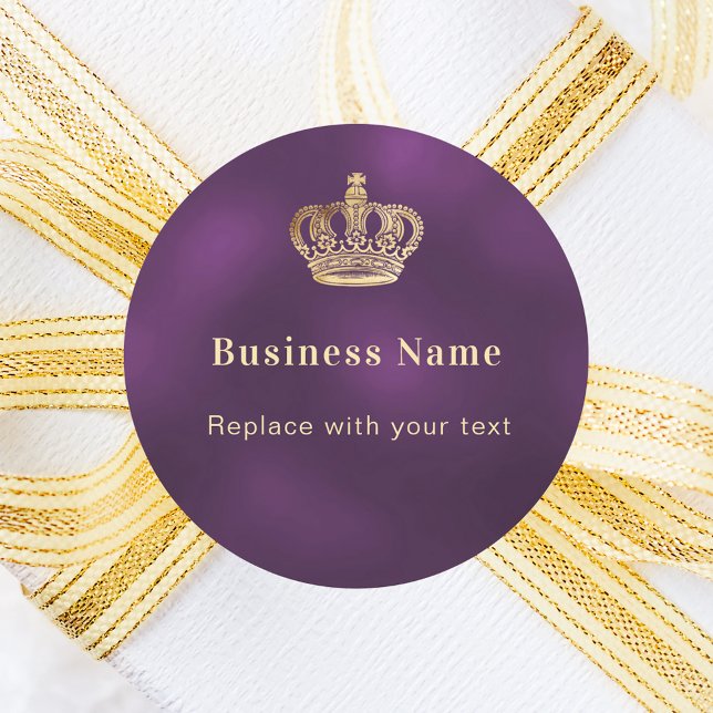 Business purple gold royal crown classic round sticker (Creator Uploaded)