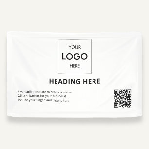 Business QR Code Advertising White Banner